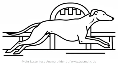 Greyhound beim Springen über Hindernis Ausmalbild