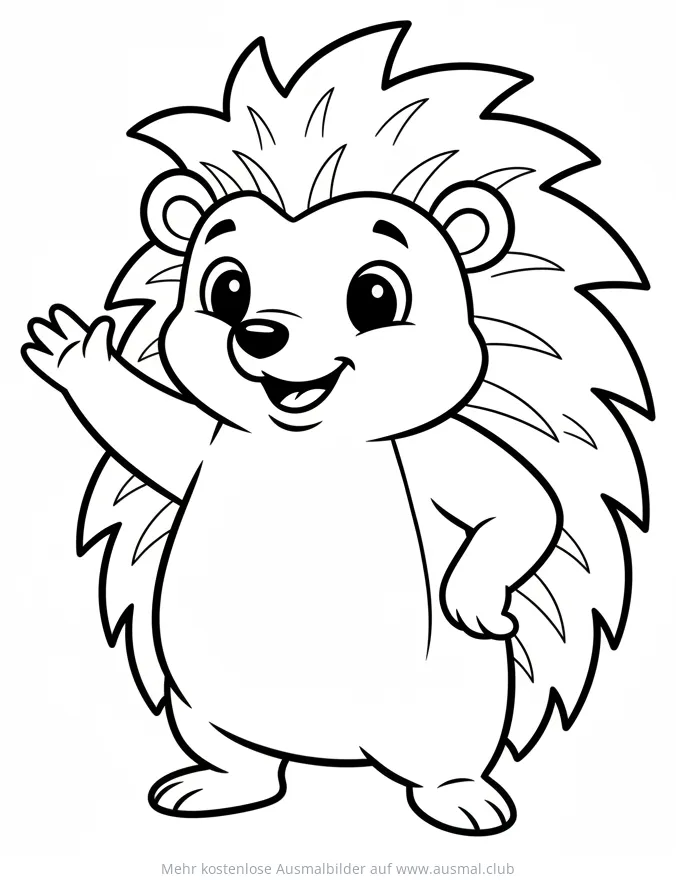 Freundlicher Igel winkt Ausmalbild