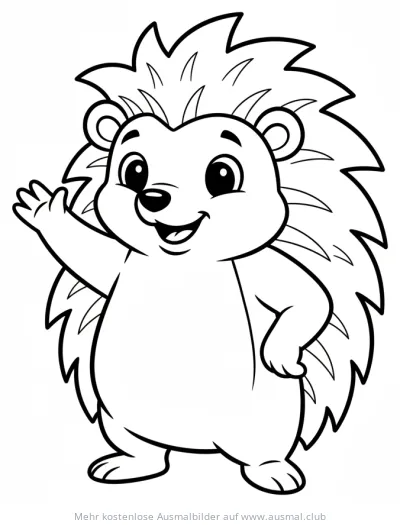 Freundlicher Igel winkt Ausmalbild