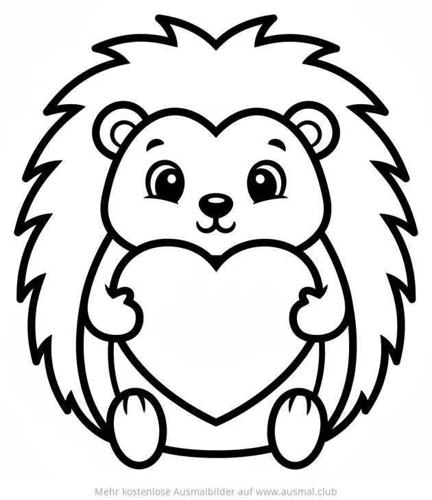 Niedlicher Igel hält ein Herz Ausmalbild