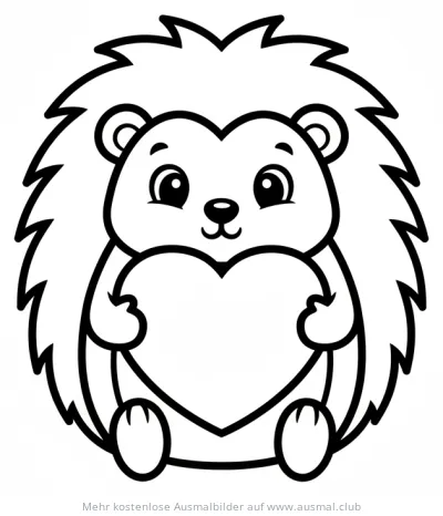 Niedlicher Igel hält ein Herz Ausmalbild