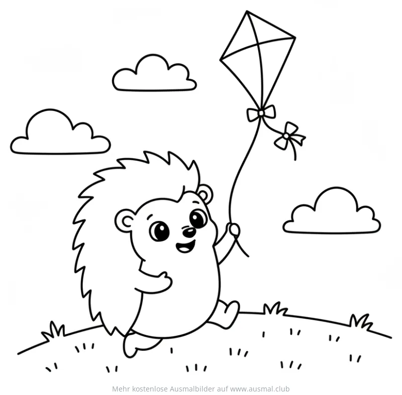 Igel mit Drachen Ausmalbild