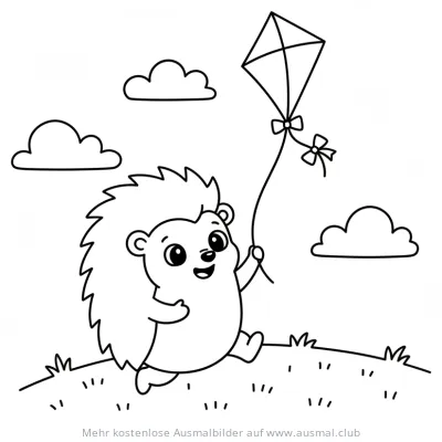 Igel mit Drachen Ausmalbild