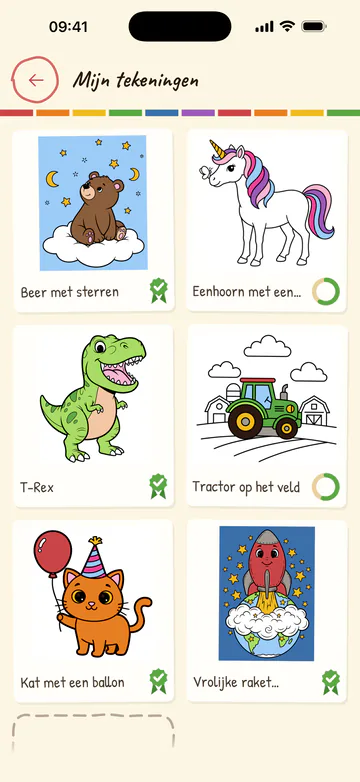 Dezelfde verzameling “Mijn tekeningen” op een iPhone