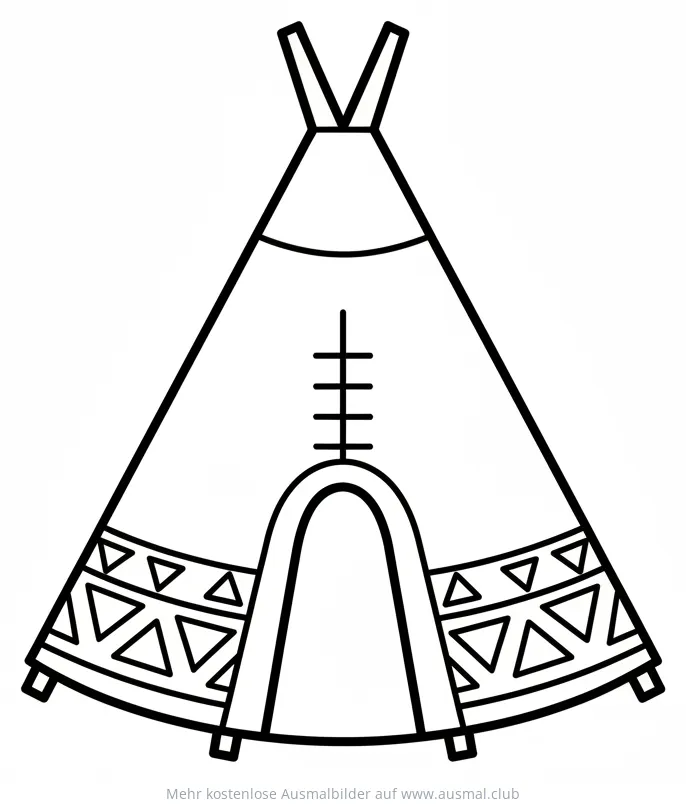 Tipi Ausmalbild mit traditionellen Mustern