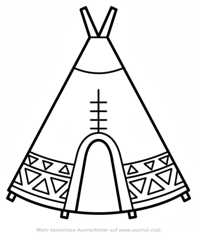 Tipi Ausmalbild mit traditionellen Mustern
