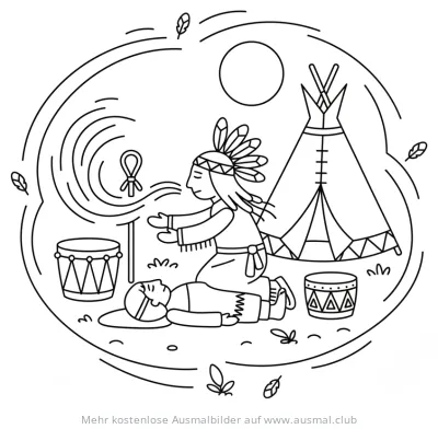 Medizinmann kümmert sich um Patienten Ausmalbild