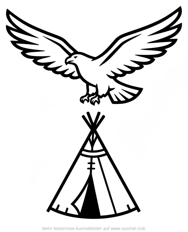 Adler über Tipi Ausmalbild