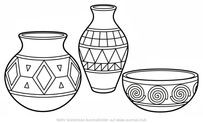 Keramikgefäße mit indianischen Mustern Ausmalbild