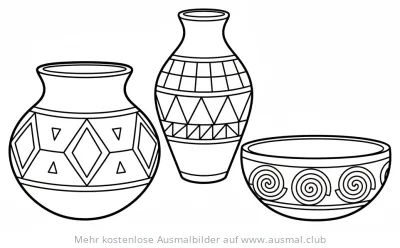 Keramikgefäße mit indianischen Mustern Ausmalbild