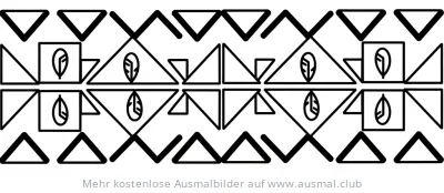 Indianer Muster mit Dreiecken, Quadraten und Blättern Ausmalbild