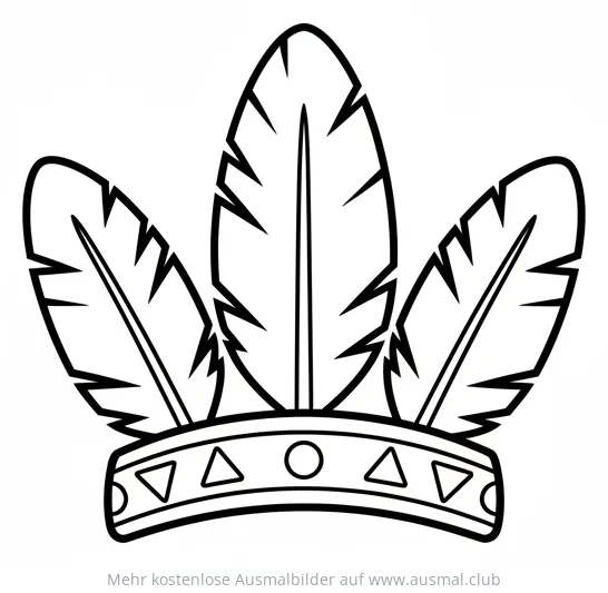 Federschmuck Ausmalbild mit Federn und geometrischen Mustern