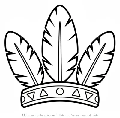 Federschmuck Ausmalbild mit Federn und geometrischen Mustern