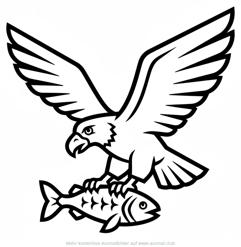 Adler fängt Fisch Ausmalbild