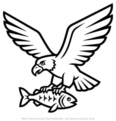 Adler fängt Fisch Ausmalbild
