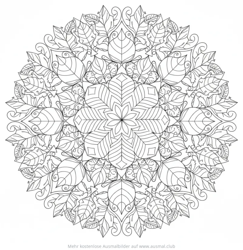Blätter Mandala Ausmalbild