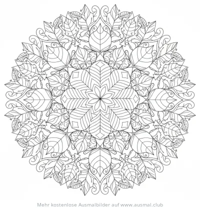 Blätter Mandala Ausmalbild
