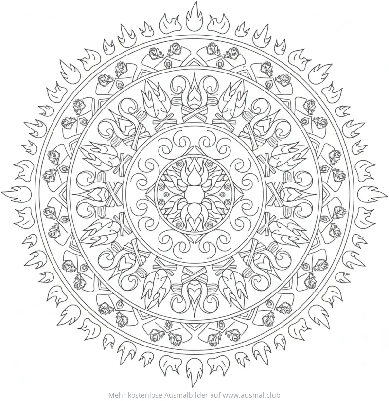 Feuer Mandala Ausmalbild