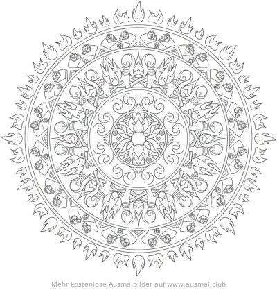 Feuer Mandala Ausmalbild