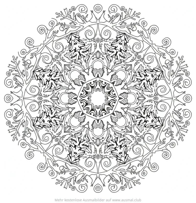 Schneewald Mandala Ausmalbild