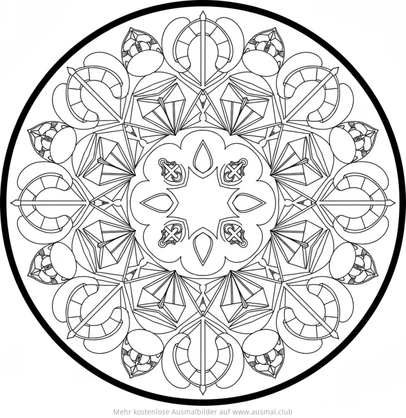 Abstraktes Segelboot Mandala Ausmalbild