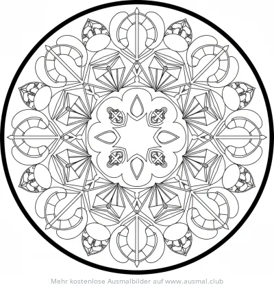 Abstraktes Segelboot Mandala Ausmalbild