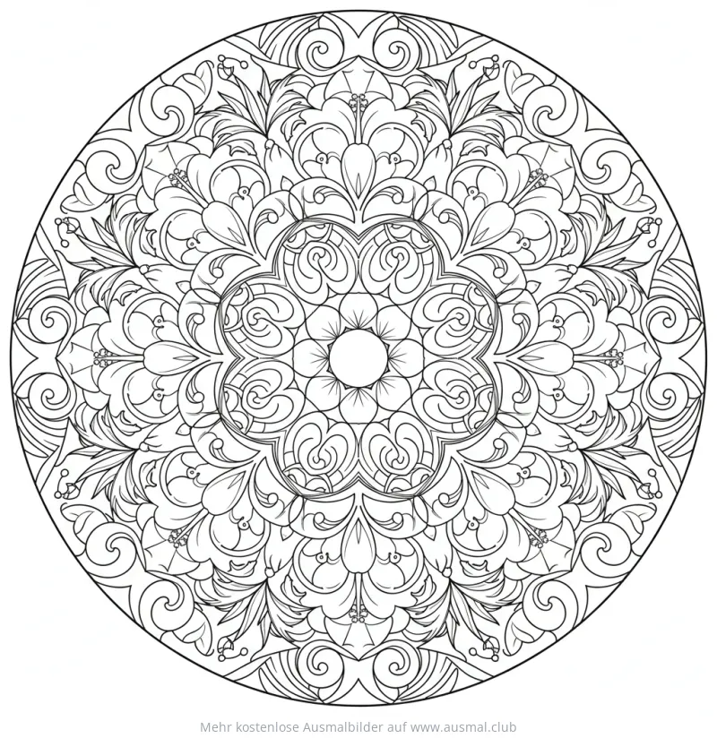 Tropen Mandala Ausmalbild mit floralen Mustern