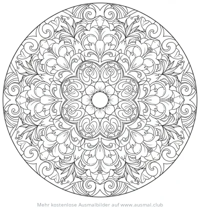 Tropen Mandala Ausmalbild mit floralen Mustern