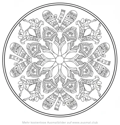 Eislaufen Mandala Ausmalbild mit Wintermotiven