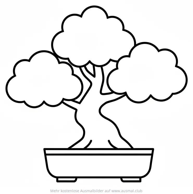 Bonsai Ausmalbild in einer Schale