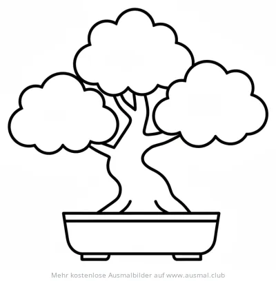 Bonsai Ausmalbild in einer Schale
