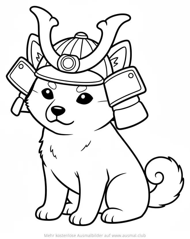 Shiba Inu als Samurai Ausmalbild