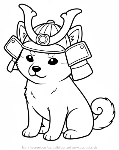 Shiba Inu als Samurai Ausmalbild