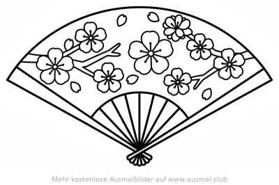 Fächer mit Kirschblüten Ausmalbild