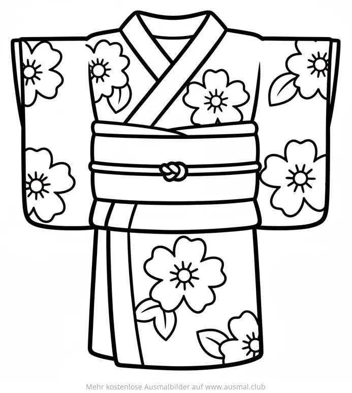 Kimono mit Blumenmuster Ausmalbild