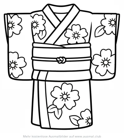 Kimono mit Blumenmuster Ausmalbild