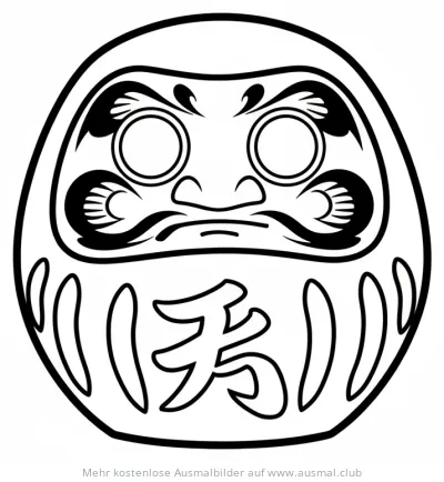 Daruma Ausmalbild mit Kanji-Zeichen