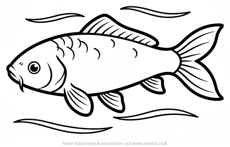 Koi Karpfen Ausmalbild im Wasser