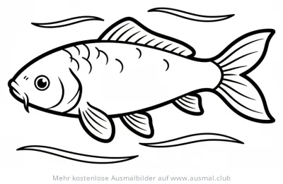 Koi Karpfen Ausmalbild im Wasser