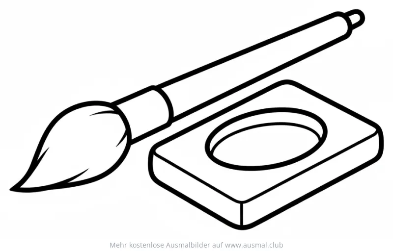 Pinsel und Tintenstein Ausmalbild für Kalligraphie