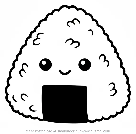 Süßer Onigiri Reisballen Ausmalbild