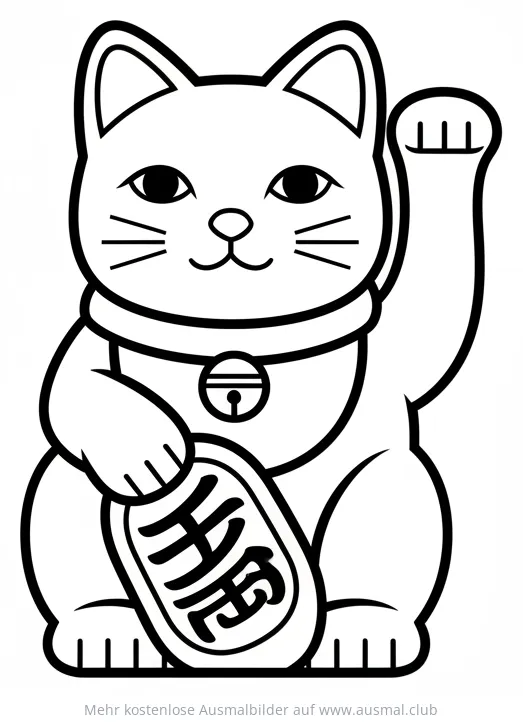 Maneki Neko Ausmalbild, japanische Glückskatze