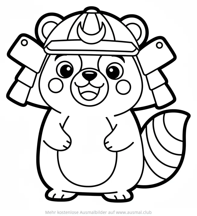 Tanuki als Samurai Ausmalbild