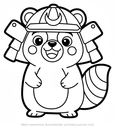 Tanuki als Samurai Ausmalbild