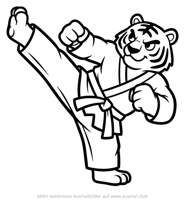 Taekwondo Tiger Ausmalbild