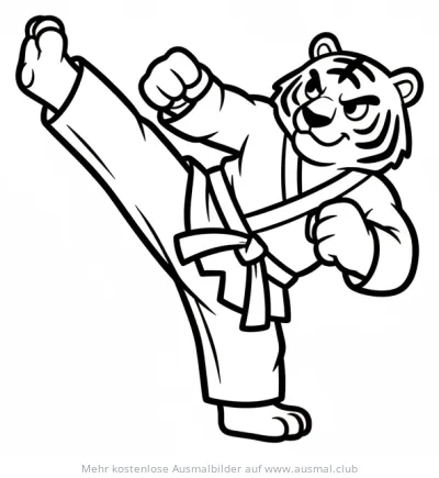 Taekwondo Tiger Ausmalbild