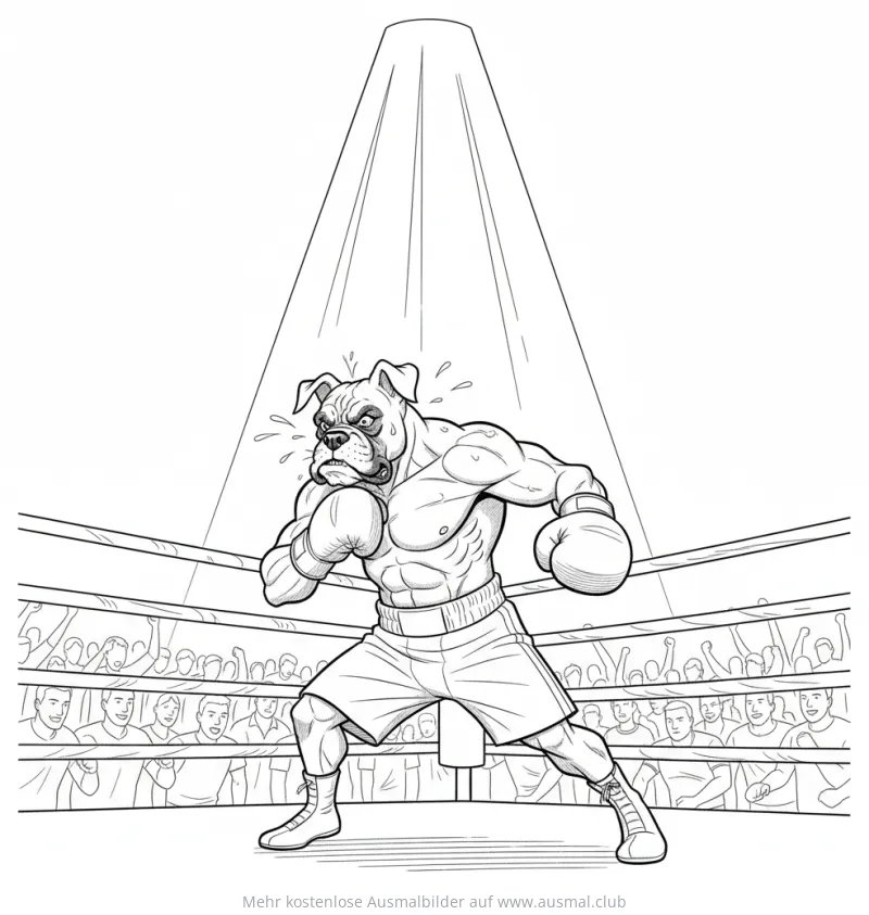 Boxer Hund im Ring Ausmalbild