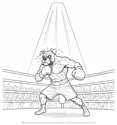 Boxer Hund im Ring Ausmalbild