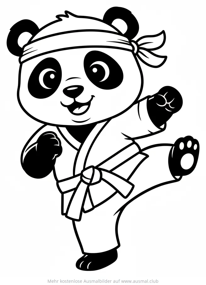 Panda im Karate Anzug Ausmalbild