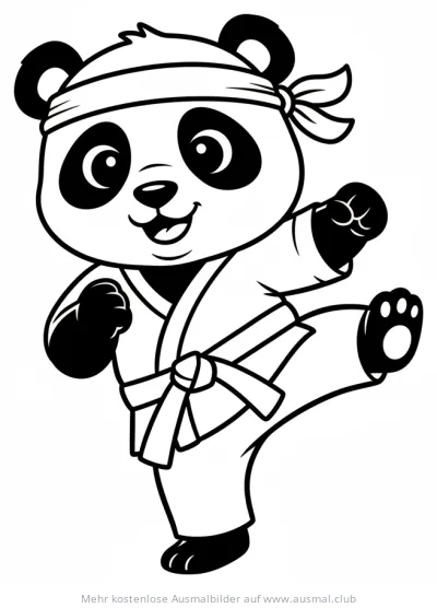 Panda im Karate Anzug Ausmalbild